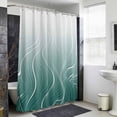thumbnail image 6 of Xipuska Turquoise Geometric Shower Curtain - Water Repellent Fabric Shower Curtains Washable, Modern White Stripe Distortion Art Decorative Polyester Cloth Bathroom Curtains Modern Bath Decor 66"x72", 6 of 6
