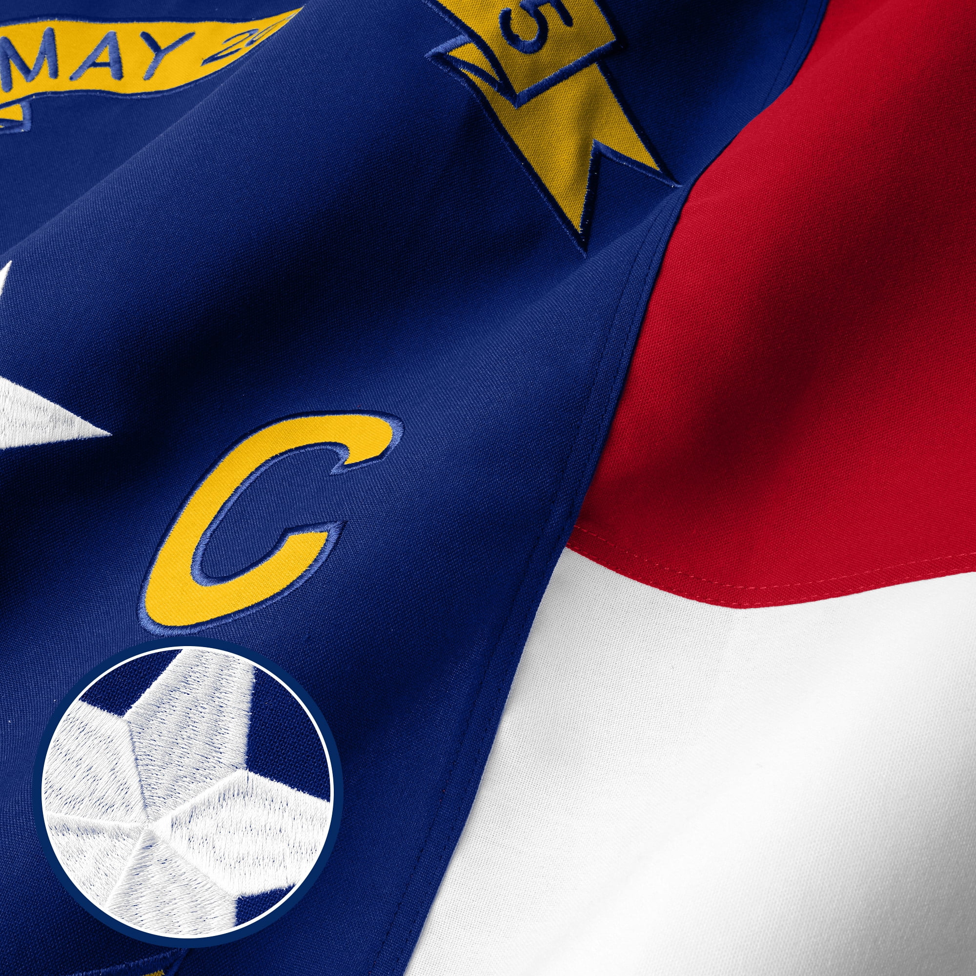 G128 North Carolina State Flag | 3x5 Ft | StormFlyer Series Embroidered 220GSM Spun Polyester | Embroidered Design, Indoor/Outdoor, Brass Grommets, Heavy Duty, All Weather