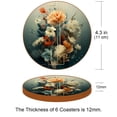 thumbnail image 3 of Fragmented Flowers 6PCS Round Microfiber Leather Bar Coasters, 11x11 cm/4.3x4.3 in, Drink Coasters for Home and Kitchen, Furniture from Water Marks and Scratches, 3 of 6
