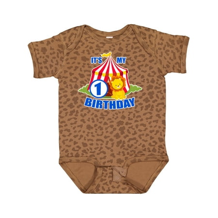 

Inktastic Its My Birthday Circus Tent with Lion 1 Year Old Gift Baby Boy or Baby Girl Bodysuit