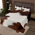 thumbnail image 2 of Erosebridal Brown Cow Print Quilt Sets for Queen Size Bed, Farm Animal Cowhide Bed Set, Microfiber 3-Piece, 2 of 5