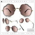 thumbnail image 2 of Womens Bling Rhinestone Jewel Rimless Cloud Shape Luxury Sunglasses Gold - Brown Pink, 2 of 8