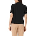 thumbnail image 3 of INSPIRE CHIC Women's Lapel Collar Top Button Down Short Sleeves Work Shirt Black M, 3 of 5
