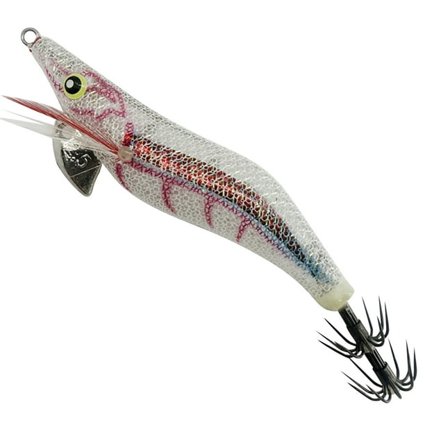 Cebo de pesca luminoso pulpo calamar Jig cebos simulación con gancho de calamar blanco