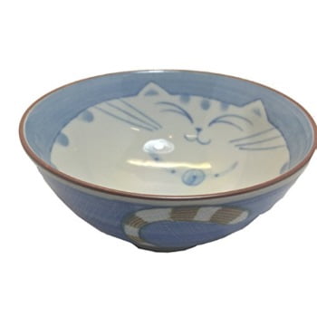 - JapanBargain Smiling Blue Cat Porcelain Rice Bowl 4-1/2-inch