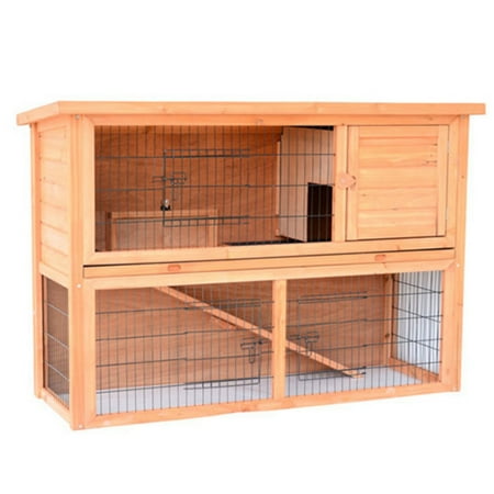 Pawhut 54 in. Wooden Rabbit Hutch/Bunny House with Outdoor Run