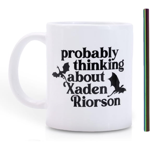 Ceramic Coffee Mug, White, 11 Ounces, Double-sided Print with Bat Design, Large Handle, Dishwasher Safe, Modern Style Gift Cup