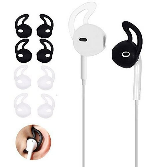 Silicone Ear-Tips Earphone Earbuds Cover 4-PACK Anti-Slip Soft Replacement Earbud Tips for In-Ear Earphone for iPhone SE 6S iPhone 6S Plus 5S for In-Ear Headset - 2 Pair White   2 Pair Black