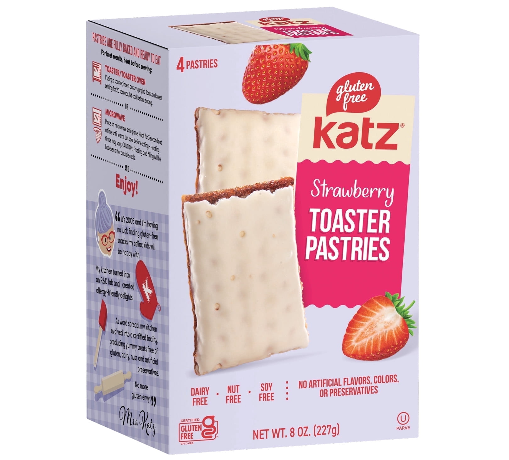 (3 pack) Katz Gluten Free Strawberry Toaster Pastries, Breakfast Foods, Shelf-Stable, Gluten Free, Nut Free, Kosher (1 Pack, 8.0 Ounce Each)