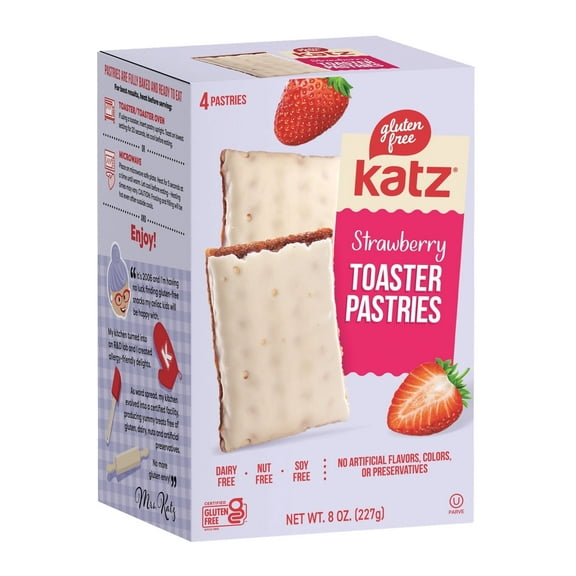 Katz Gluten Free Strawberry Toaster Pastries, Breakfast Foods, Shelf-Stable, Gluten Free, Nut Free, Kosher (1 Pack, 8.0 Ounce Each)