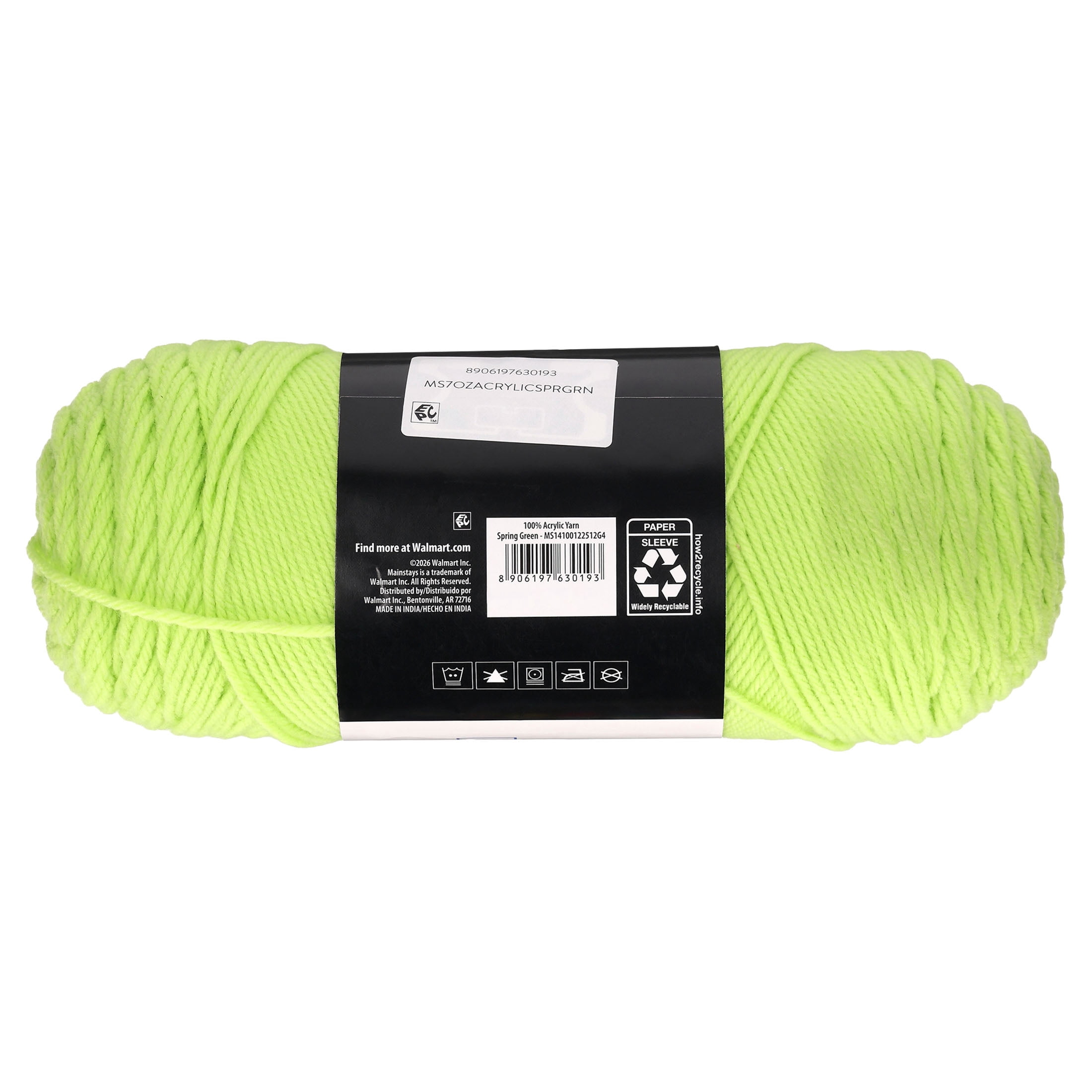 Mainstays Size 4 Medium Weight Acrylic Spring Green Yarn, 7 oz, 397 yds
