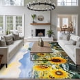 thumbnail image 4 of Watercolor Sunflower Flowers Area&nbsp;Rug 5x8ft Retro Floral Plant Non-Slip&nbsp;Washable Square&nbsp;Rugs Soft Felt Indoor Floor Mat for Bedroom Kitchen Living Room Bathroom, 4 of 9