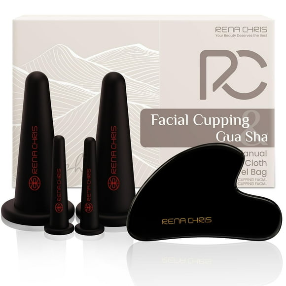 Set de ventosas faciales y herramienta facial Gua Sha Rena Chris Black