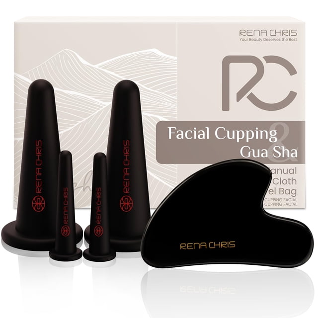 Set de ventosas faciales y herramienta facial Gua Sha Rena Chris Black