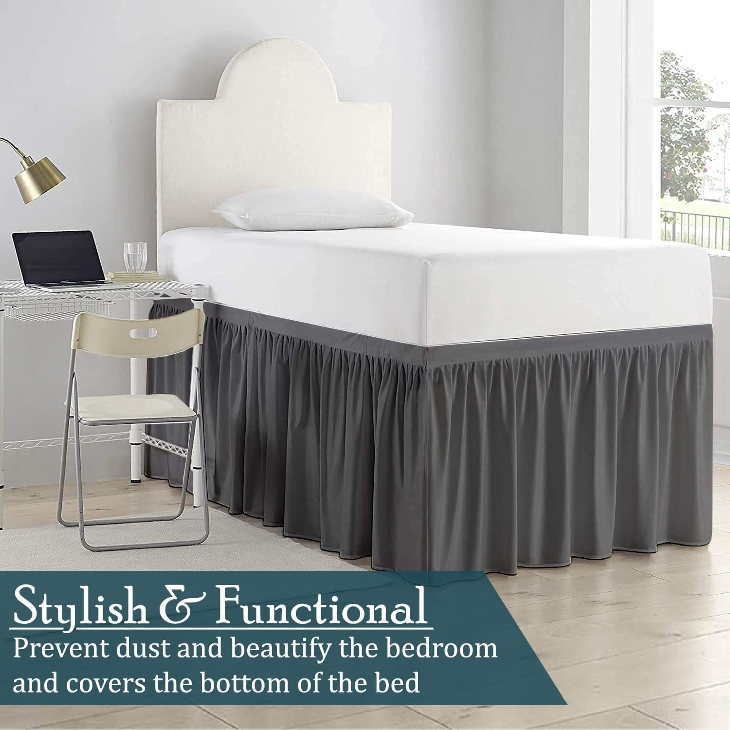 Dorm Room Bed Skirt - College Dorm Bed Skirt - Twin XL, Extra Long - 40 Inch Drop - 100% Microfiber - White