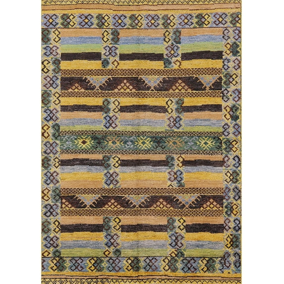 Ahgly Company Indoor Rectangle Mid-Century Modern Dark Brown Oriental Area Rugs, 4' x 6'