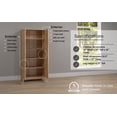 thumbnail image 6 of Prepac Yaletown 72" Tall Storage Cabinet with Solid Wood Legs Pantry Cabinet with 3 Adjustable Shelves, Armoire for Bedroom, Bathroom, Kitchen and Home Organization Natural Oak, 16" D x 32" W x 72" H, 6 of 15