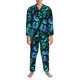 thumbnail image 3 of Balery Blue Floral with Butterflies Pijama para Hombre de Dos Piezas con Manga Larga, Conjunto de Dormir y Descanso Suave con Bolsillos-Medium, 3 of 7