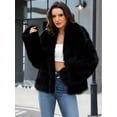 thumbnail image 2 of Levmjia Women's Faux Fur Coat Lapel Collar Long Sleeve Winter Warm Outerwear Fluffy Plush Jacket Open Front Solid Color, 2 of 5