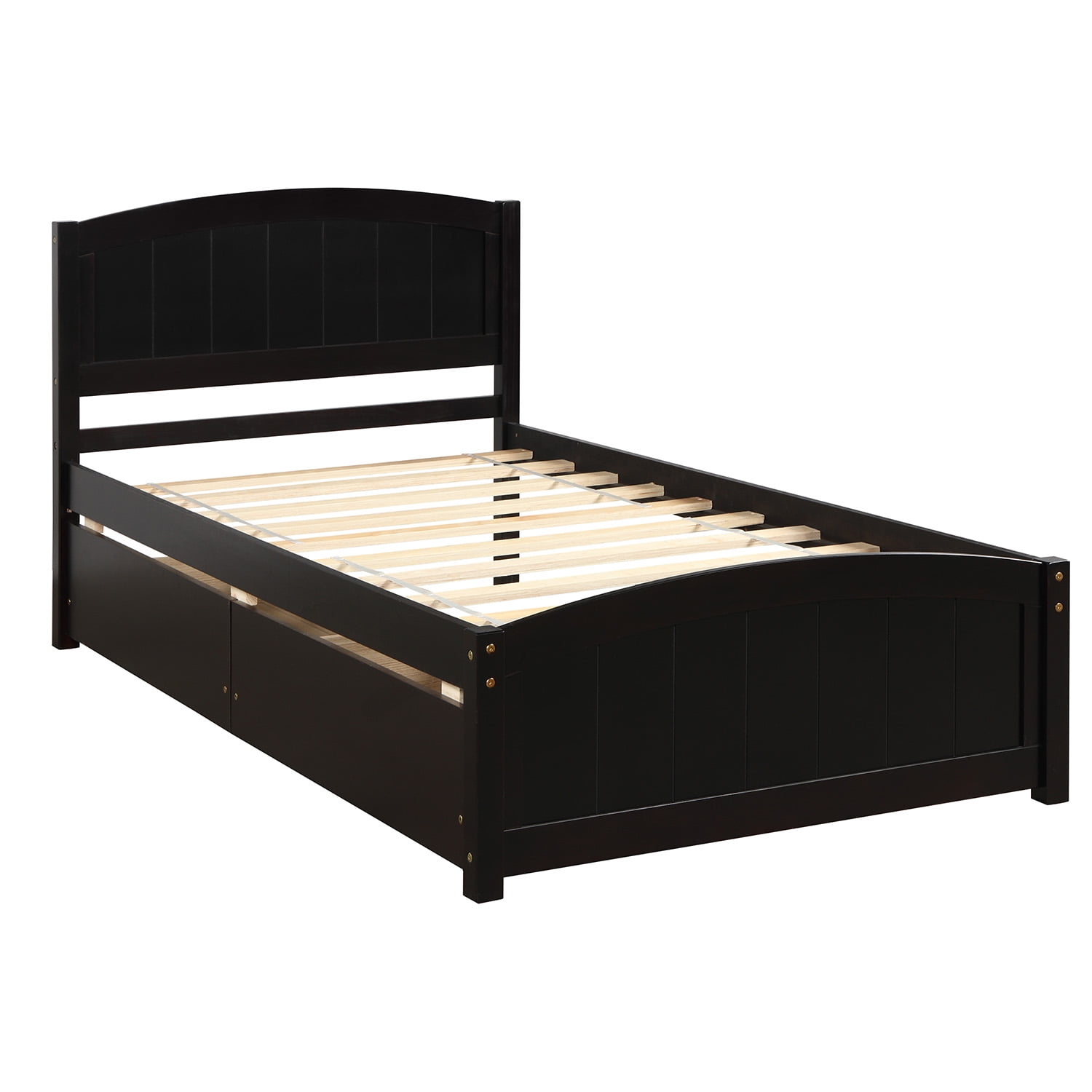 Gewnee Kids Wood Platform Bed,Twin Size Platform Bed with Headboard and Storage Drawers,Espresso