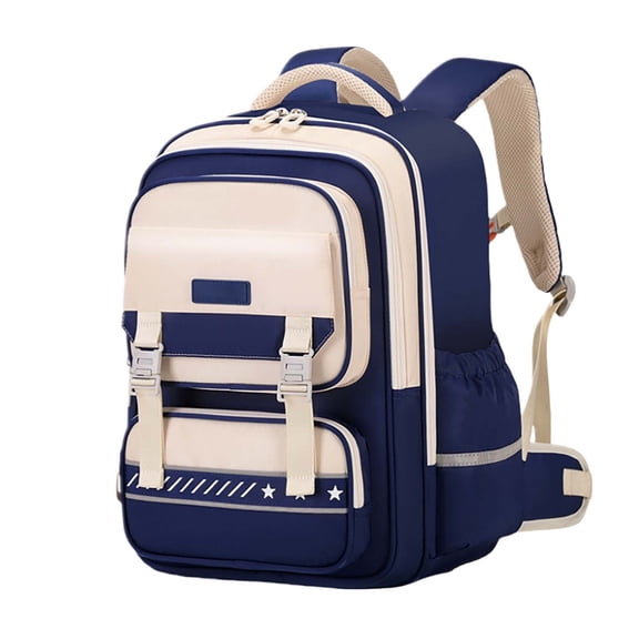 FUZHIQ School Backpack for 3rd 4th 5th 6th Grade, Multi Compartment Bookbag with Buckle Straps & Reflective Strip, Large Capacity Spine Protection Elementary Backpack, Dark Blue