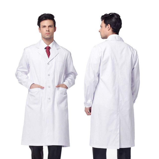 Bata De Laboratorio De Química, Mujer Hombre Bata De Médico De Manga Larga Con Bolsillo Y Botón Para Estudiante De Química Y Escuela Secundaria Hospital Industrial, M