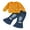 Orange, variant on Loicainy Toddler Kids Little Girls Fall Outfits Crochet Flowers Long Sleeve Sweatshirt and Elastic Ripped Denim Flare Pants Clothes Set 6 Months to 7 Years
