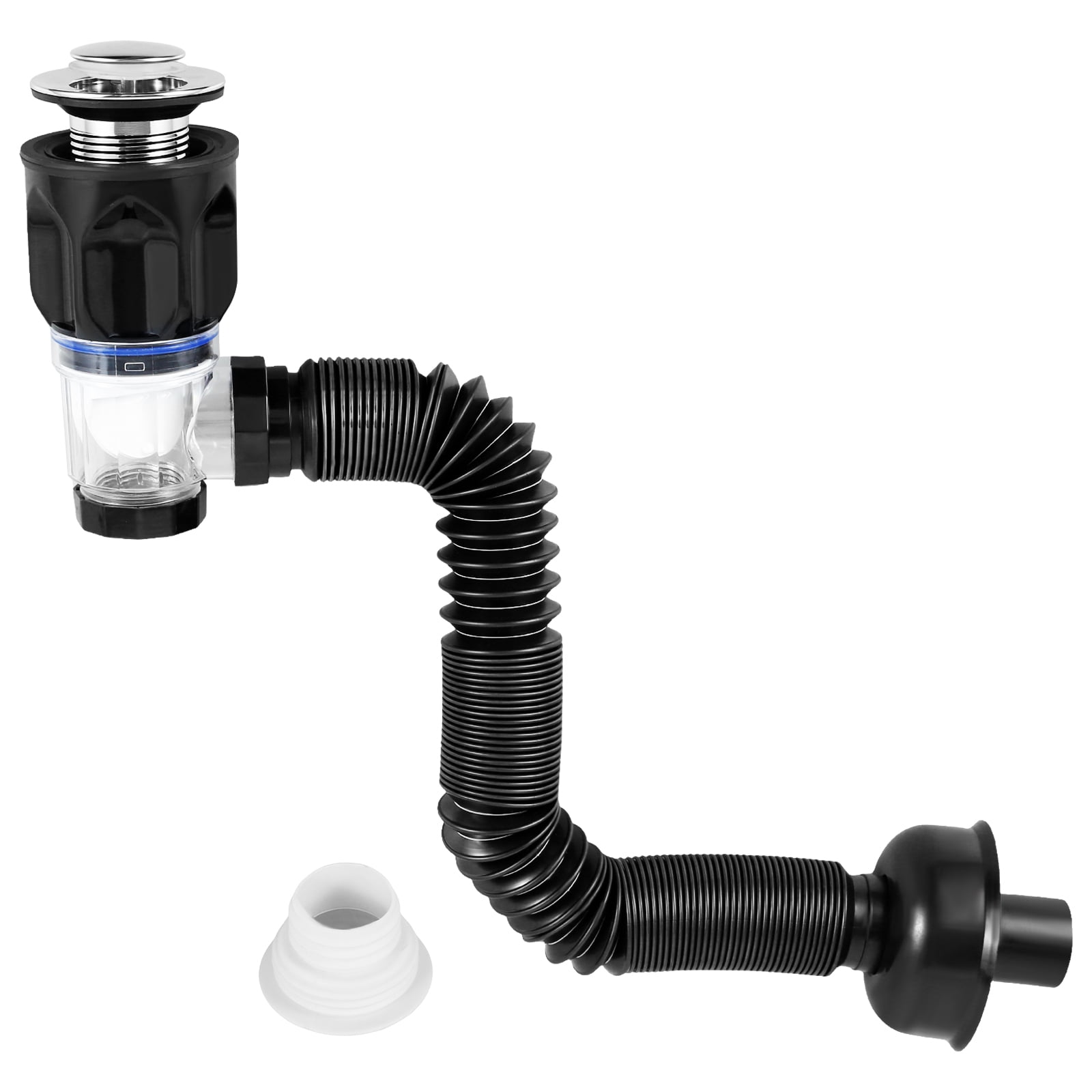 Drain Pipe Kit for Sink and Sink, Siphon Sink Kit, Flexible Drain Hose and  Pop-Up Filter Drain Plug, Odour-Proof Insect Drainage Kits, 300-1000 mm Can