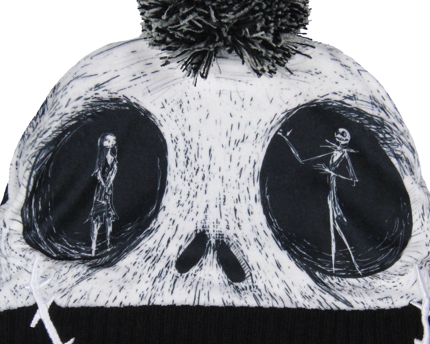 Disney Nightmare Before Christmas Beanie Jack Skellington Sublimated Face Pom Knit Beanie Hat Cap