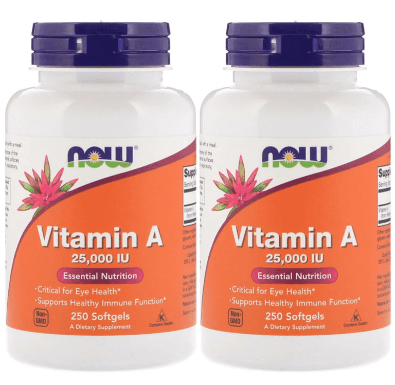 NOW Foods Vitamin A Fish Liver Oil, 250 Softgels 2 Packs Walmart