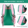 thumbnail image 6 of DAKIMOE School Backpack for Teens Middle School Bookbag Students Lightweight Durable Casual Outdoor Daypack College, Pink and Green, 6 of 7