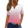 thumbnail image 2 of Blczomt Womens Casual Tops V Neck Short Sleeve Shirts Gradient Trendy Pink Summer Womens T Shirts, 2 of 5