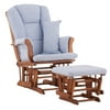 Stork Craft Custom Tuscany Glider and Ottoman-Color:Blue Cushions,Finish:Cognac Finish