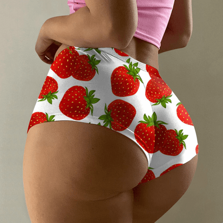 Fulorrnie Underwear for Women Breathable Seamless Cute Comfort Panty Briefs Cheeky Hiphuggers Panties  Watermelon Red  L