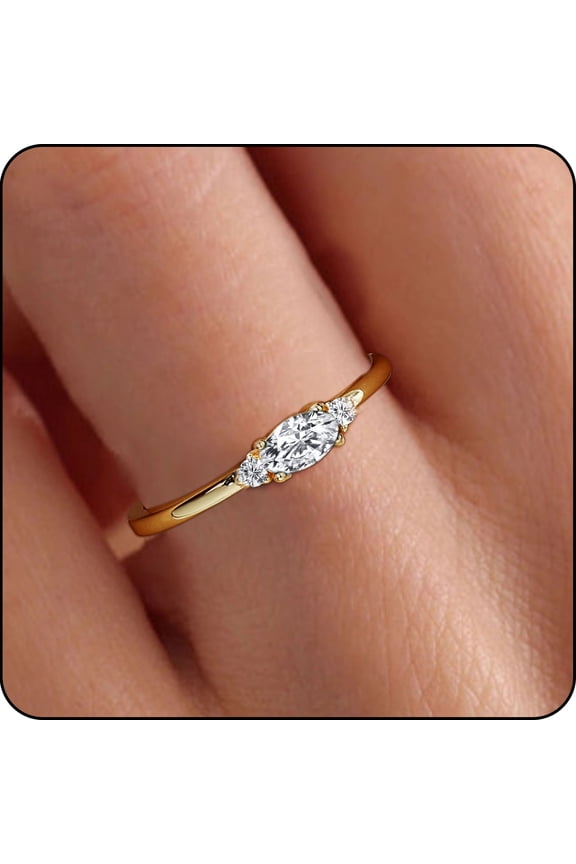 18K Gold Plated Rings for Women Stackable Non Tarnish Knuckle CZ April Birthstone Ring with CZ Crystal Wedding Birthday Graduation Jewelry Gifts Teen Her Wife Mom Adults Female Ideas