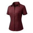 thumbnail image 2 of MOYIKO Womens Button Down Shirts Stretch Short Sleeve Dress Shirts Business Work Fitted Collared Office Basic Blouse, 2 of 7