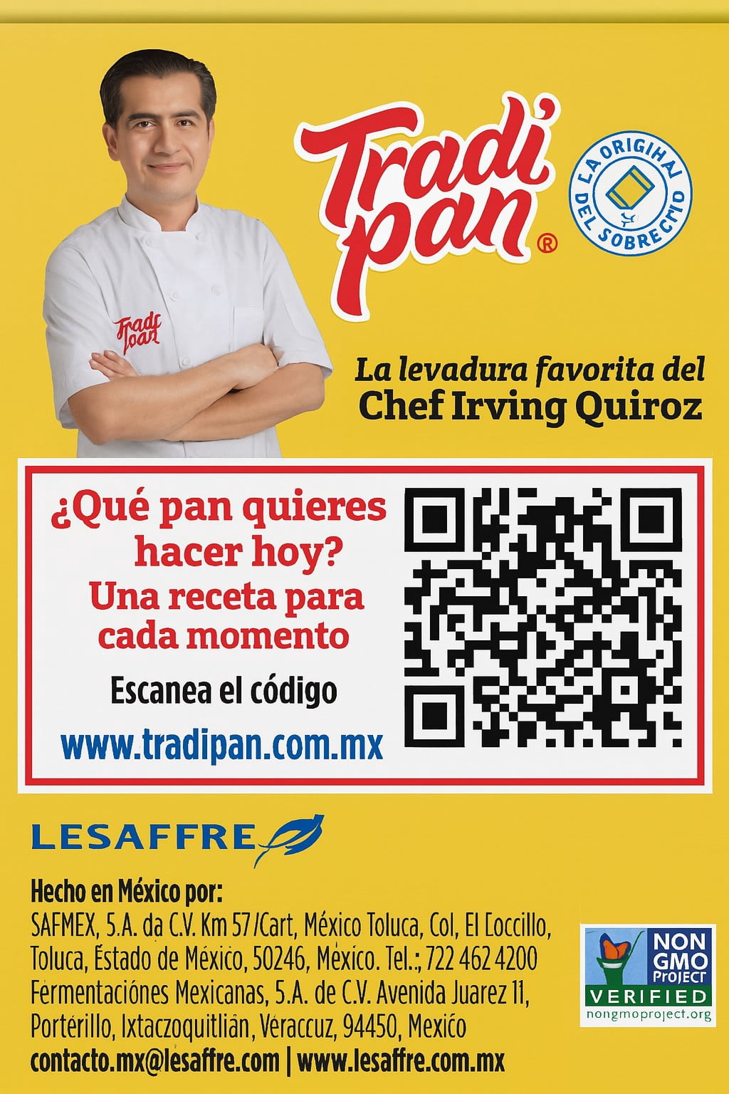 TradiPan Instant Dry Yeast, Non-GMO, Gluten Free, Yeasts & Leaveners, Allergen-Free, 5 Sachets of 11g