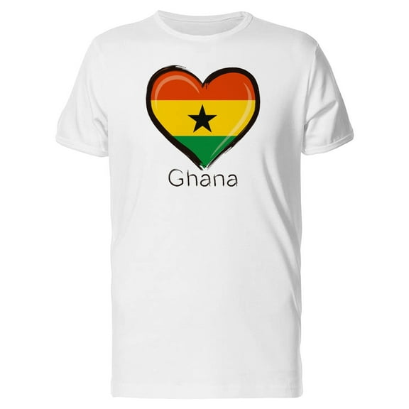 Ghana Flag Heart T-Shirt Men -Image by Shutterstock, Male 3X-Large
