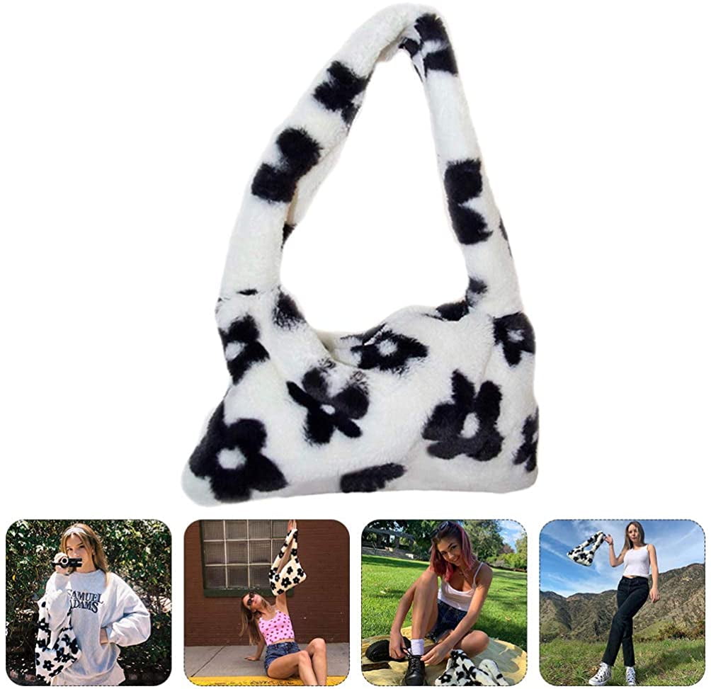 fluffy animal print bag