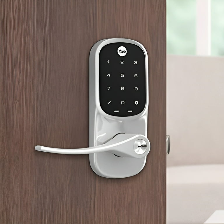 Assure Satin Nickel Lever Lock Entry Door Lever with 5 Pin Cylinder