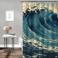 thumbnail image 2 of Orinice Wave Person Beach Bathroom Decor Set - Colorful Luxurious Graphic Print Polyester Fashion with Hooks, Chic Modern Shower Curtain Set 60x72, 2 of 7
