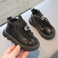 thumbnail image 2 of PEASKJP Kids Duck Boots Patent Combat Work Boots Side Zipper, Black 28, 2 of 4