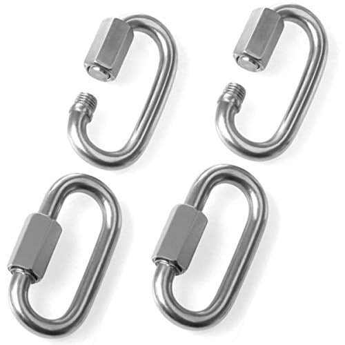 Quick Link,Alele M6 8 Packs Stainless Steel Chain Connector,Heavy Duty D Shape Locking Looks for Carabiner Camping and Outdoor Equipment Hammock