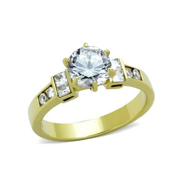 Women's Stainless Steel 316, 1.25 Carat Zirconia Gold Plated Engagement Ring Size 8