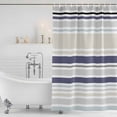 thumbnail image 4 of Beige Stripe Waterproof Fabric Shower Curtain,Modern Abstract Art Navy Blue Striped Rustic Waterproof Fabric Shower Curtain for Bathroom Curtains Bathtubs Shower Curtains with 12 Hooks Stall 48x72in, 4 of 8