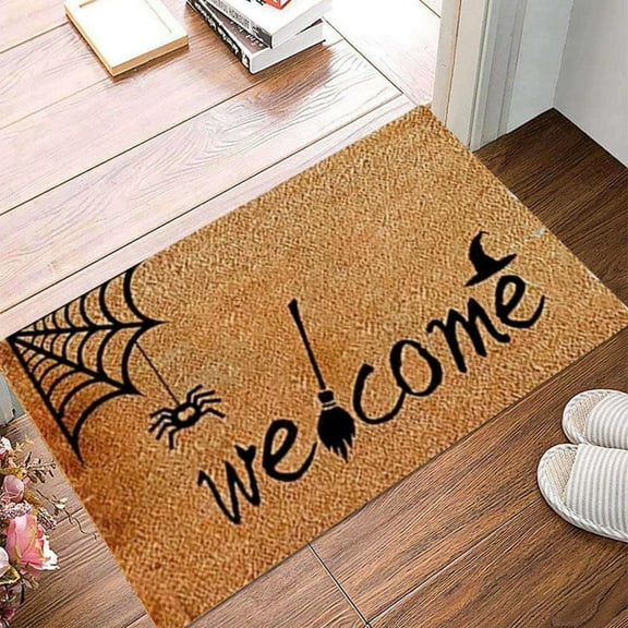 Halloween Doormat 40X60Cm Spider Web Welcome Polyester Carpet Color:B Material:Pu