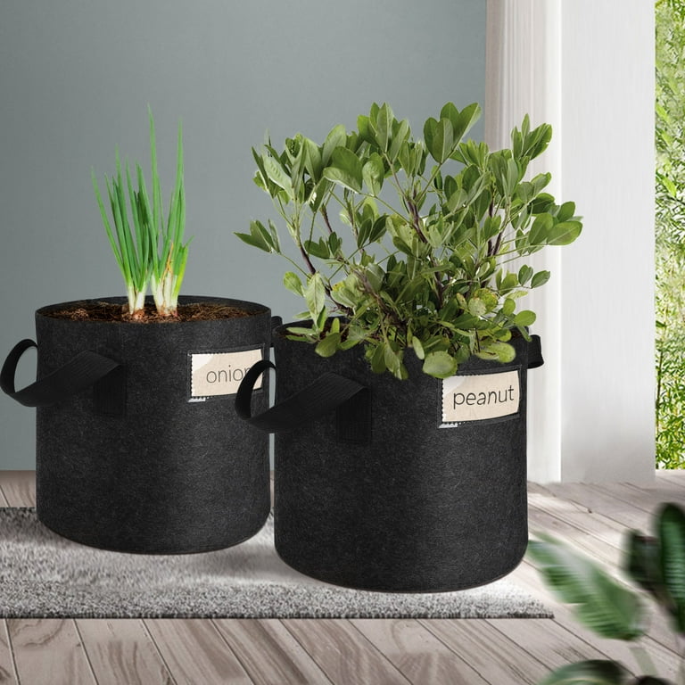 5pcs Fabric Grow Bags - Black