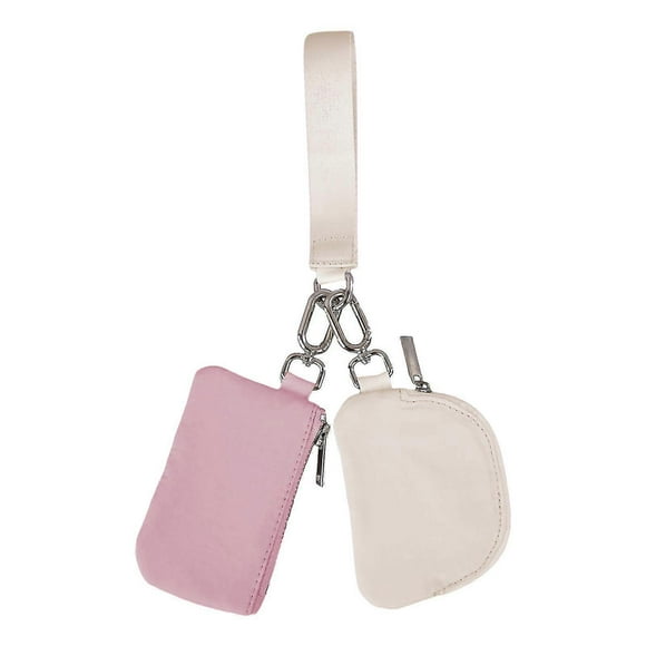 Dual Pouch Wristlet MetalZipper Mini Portable Detachable Dual Pouch Wristlet Small Keychain Wallet Coin Purse