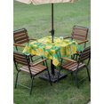 thumbnail image 4 of Outdoor Tablecloth with Umbrella Hole for Patio/Picnic/Party/Camping, Watercolor Lemon Filling Waterproof Table Cloth Square Cover Washable, Summer Botanical Leaves Teal (54"x 54"), 4 of 8