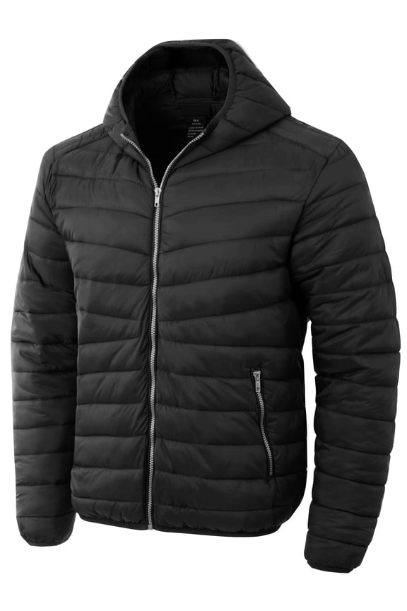 Mens Lightweight Puffer Jacket Alternative Down Quilted Hiking Parka with Hood